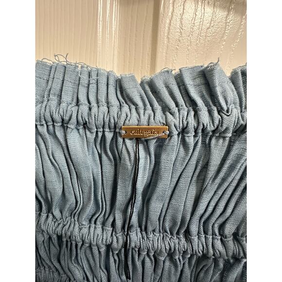 Cult Gaia Lola‎ Smocked Linen-Blend Midi Dress size Large $358 - Picture 5 of 7